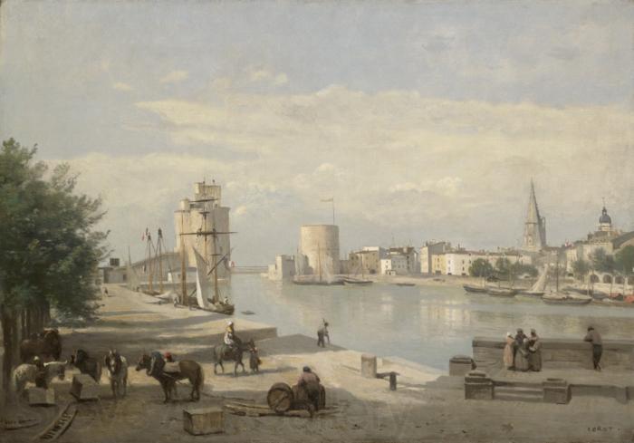 Jean Baptiste Camille  Corot The Harbor of La Rochelle Spain oil painting art